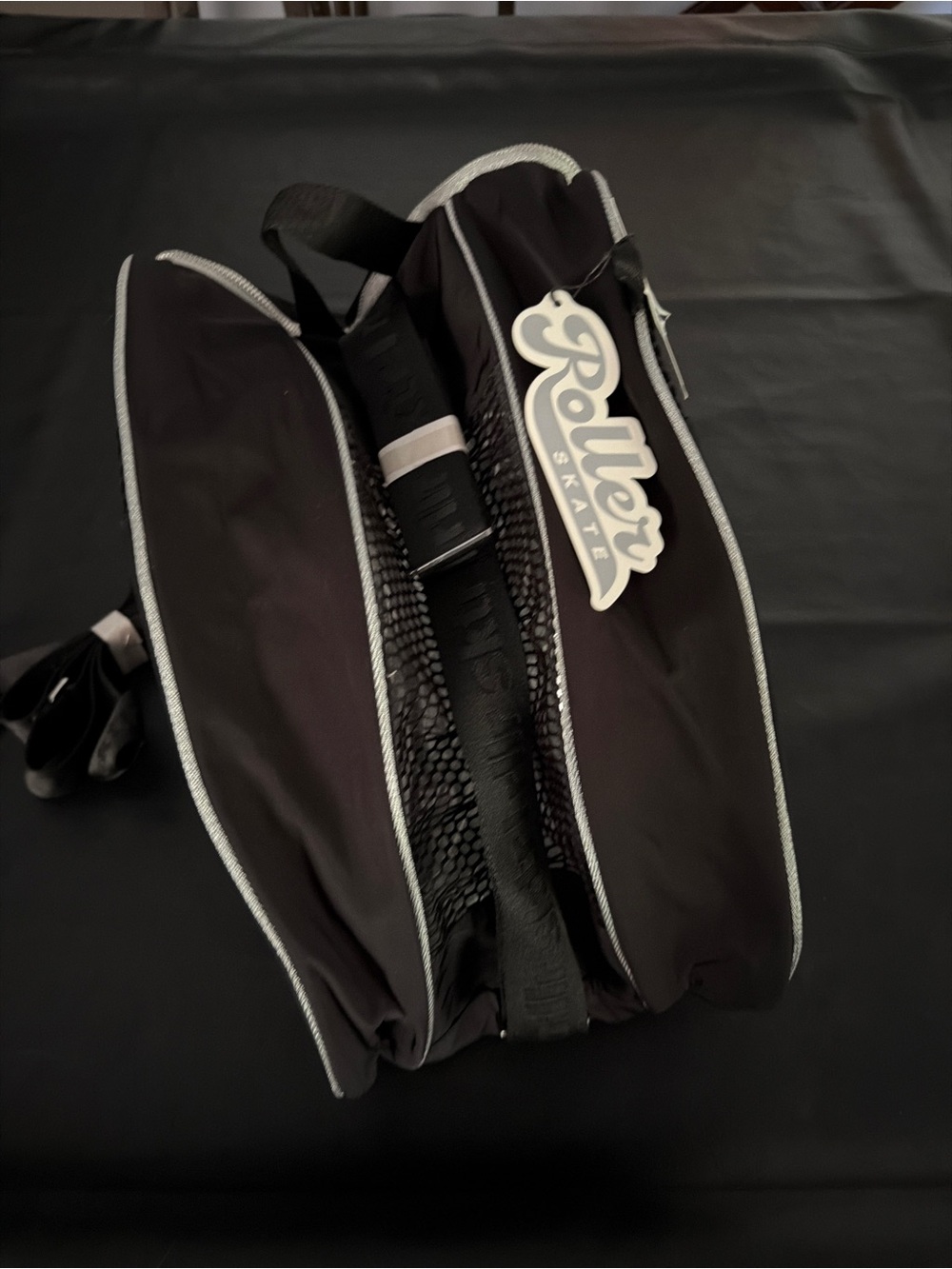 Zara Black Tote For Roller Skates with White Trim and Mesh Panel